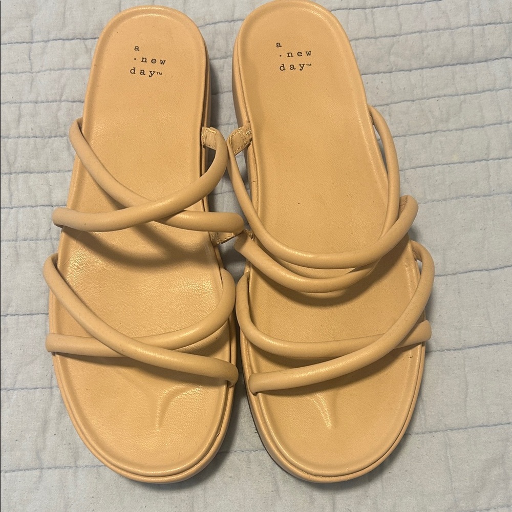 A New Day Women's Cream Strappy Sandals